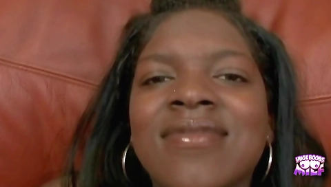 Ebony hottie is getting screwed by a cock in the bedroom