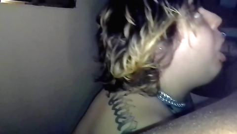 Chubby amateur blonde milf gives blowjob and gets facial