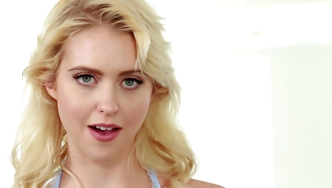 Blonde with a beautiful body is making out with her boyfriend