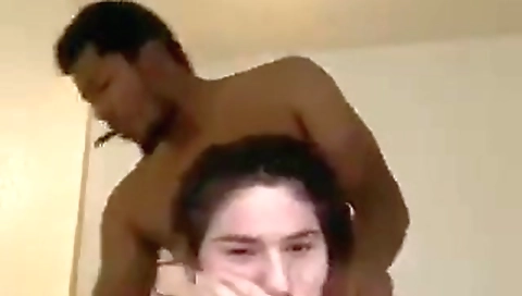 Busty brunette teen with huge black tits 18+ exposes her body