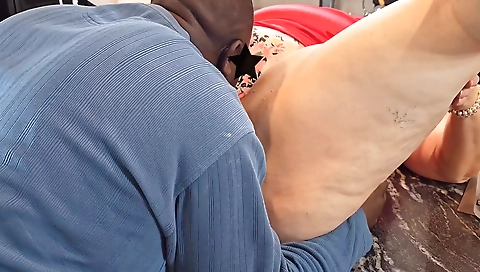 Big black cock rides a babe's ass and gets her hairy ass slapped