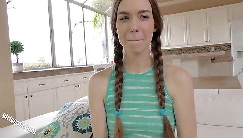 Blonde and a brunette are casting with a blonde girl