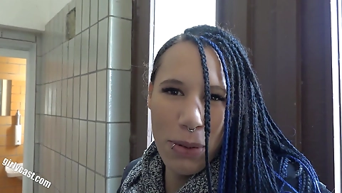 Busty milf public is casting sex on the public stage