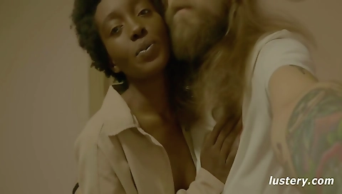 Erotic amateur sex video of ebony brunette and black kid