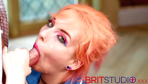 Blonde milf gives a group of british students her deepthroats