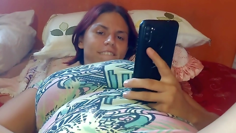 Red-haired brunette with big tits and a nice face gets fucked