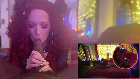 Red-haired mature woman gets cunnilingus in her hairy pussy