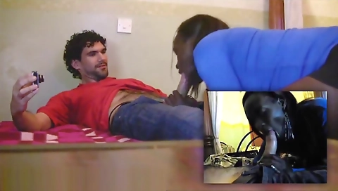 Ebony milf fucked by black guy in amateur interracial