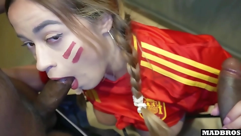 Banging with a bouncer and a black guy in stockings