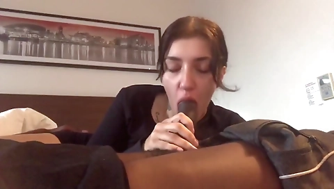 Brunette brunette 18+ gets a creampie after a blowjob