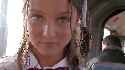 Suki nia gets caught in a bus and fucked at public