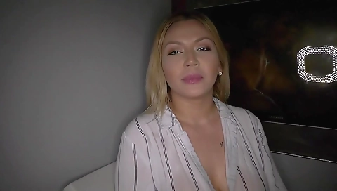 Big ass blonde with round ass is swallows a turntable dick