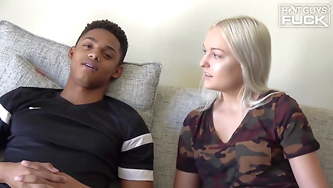 Big tits teen girl with a black cock in a bike scene