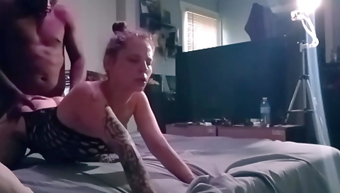 Slutty brunette amateur 18+ video with her cunt exposed