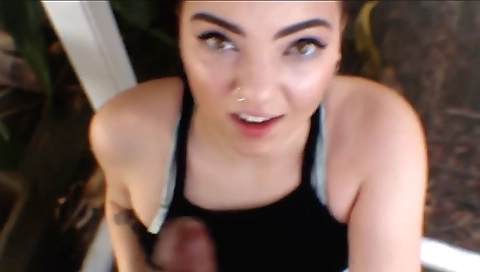 Aries ackerman plays at her poolside taking a cock deep