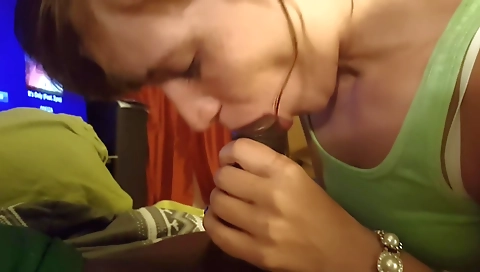 Hot brunette is getting deepthroated by her neighbor