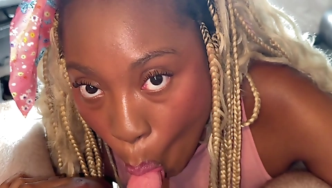 Big ass blonde ebony in a black lingerie in pov clip 02