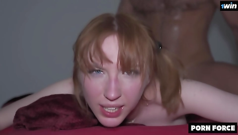 Redhead with a sexy face and a big ass gets fucked