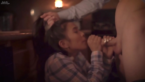 Asian gets her mouth and her pussy fucked in hot way