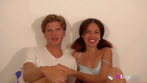 Tattooed teen 18+ naked and deepthroat filled with a black body