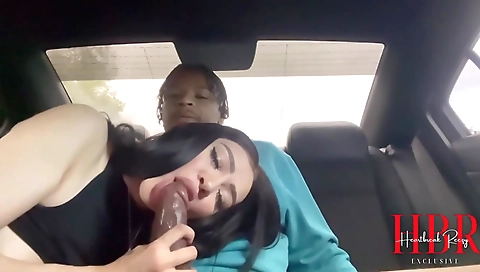 Latina big ass sucking and riding a cock in the backseat