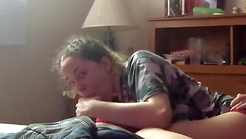 Blonde 18+ gets her stepfather's dick in her mouth