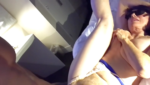 Mature brunette gets fucked by a muscular step-mother